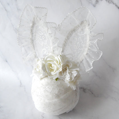 White sheer lace bunny | OOAK alice hairband (18m+)