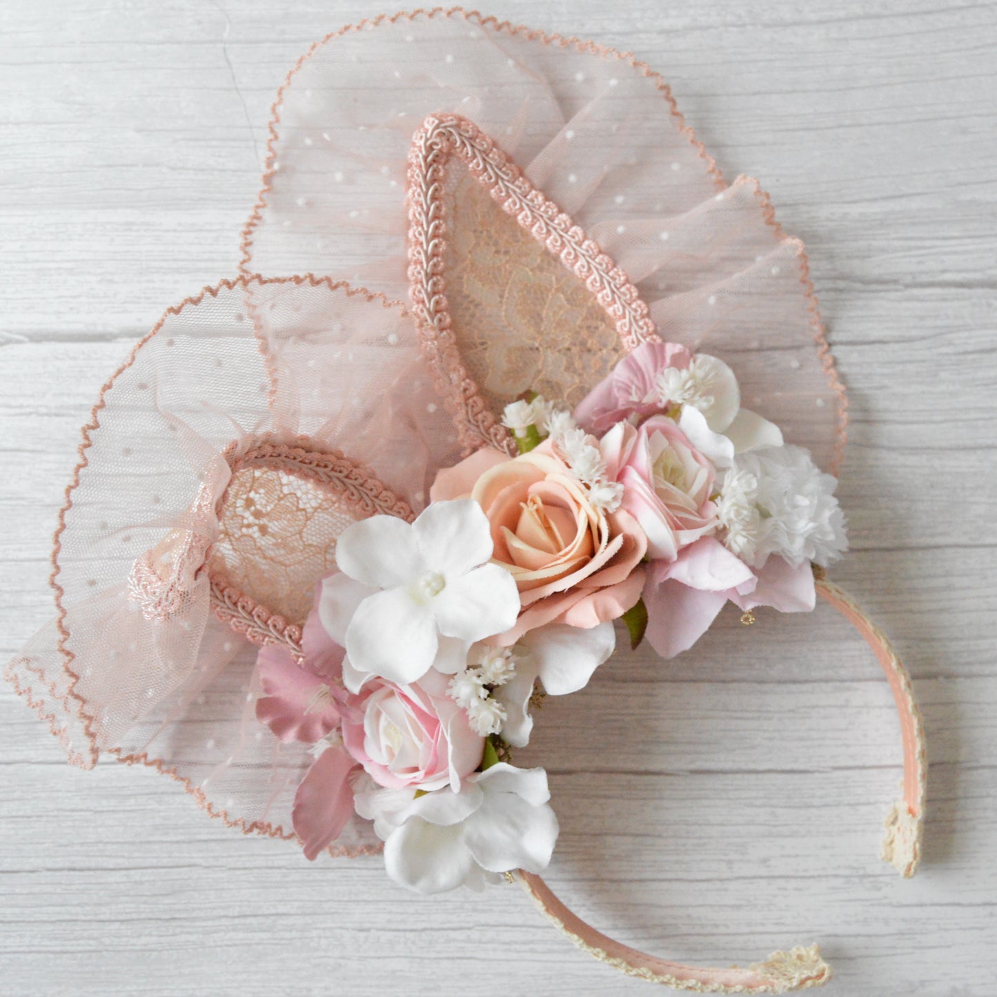 Dusky rose bunny | OOAK alice hairband (18m+)