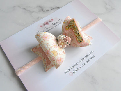 Pink and gold floral | Birthday bow