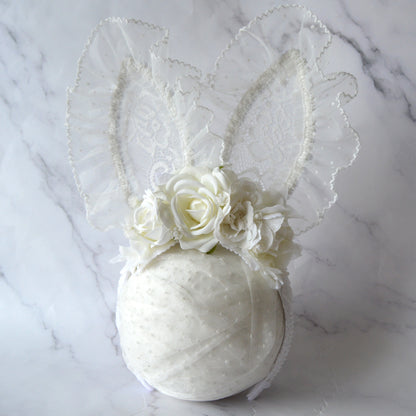 White sheer lace bunny | OOAK alice hairband (18m+)