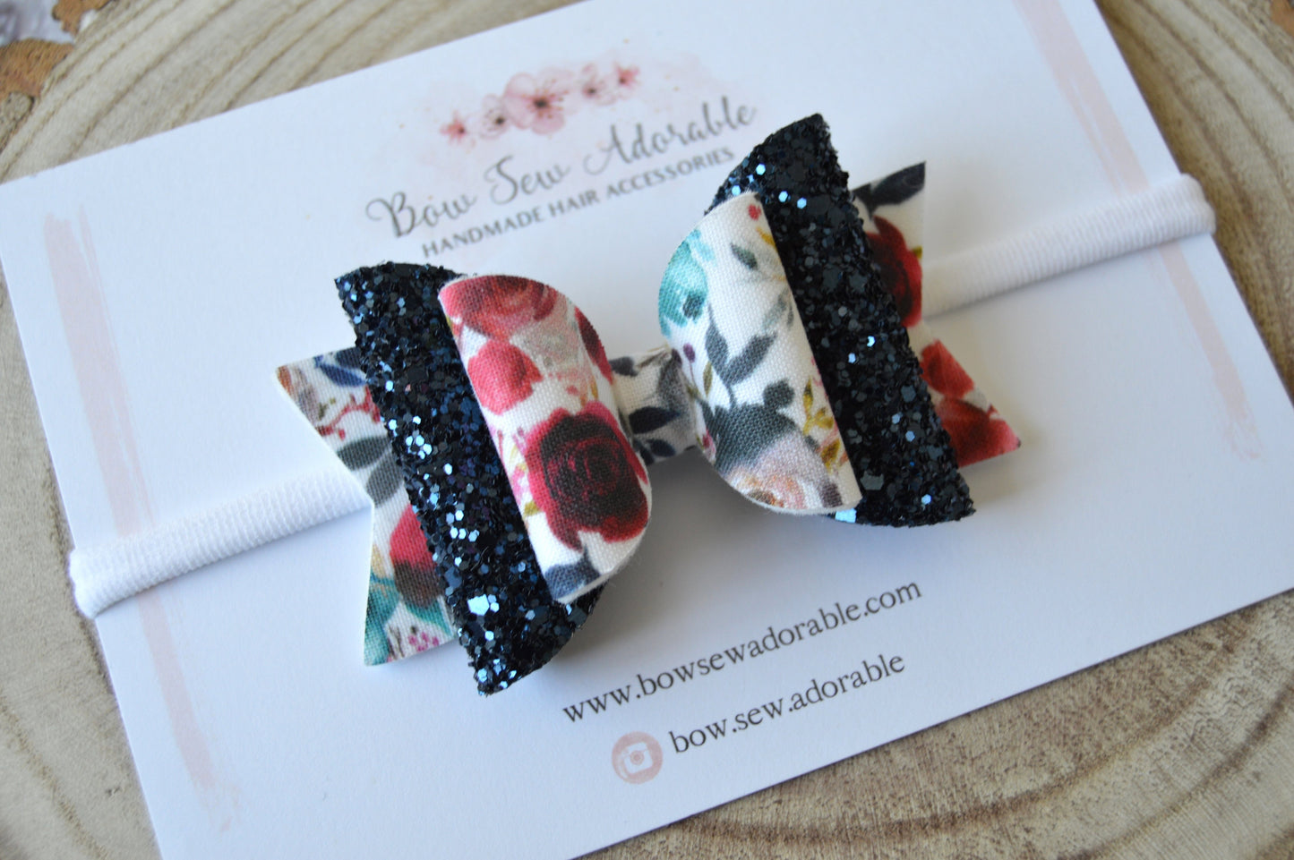 Deep Blue Floral | Hair bow