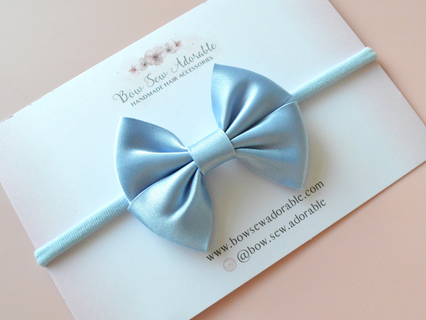 Baby blue satin bias | Hair bow