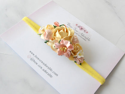 Lemon & pink floral | Flower headband