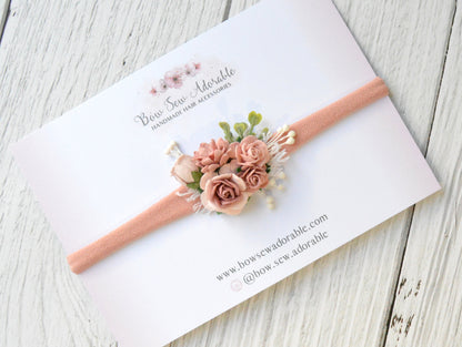 Mini dusky pink rose | Flower headband / clip