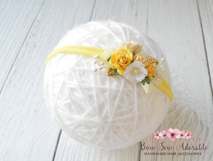 Mini lemon rose | Flower headband / clip