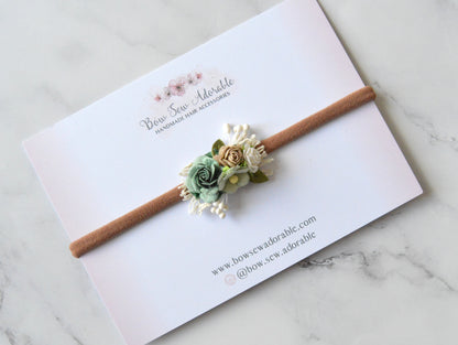 Mini eucalyptus rose | Flower headband/clip