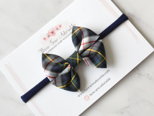 Green and blue plaid | Hair bow