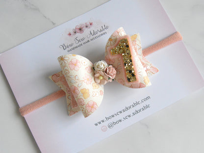 Pink and gold floral | Birthday bow