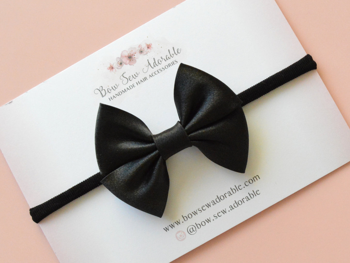 Black satin bias | Hair bow