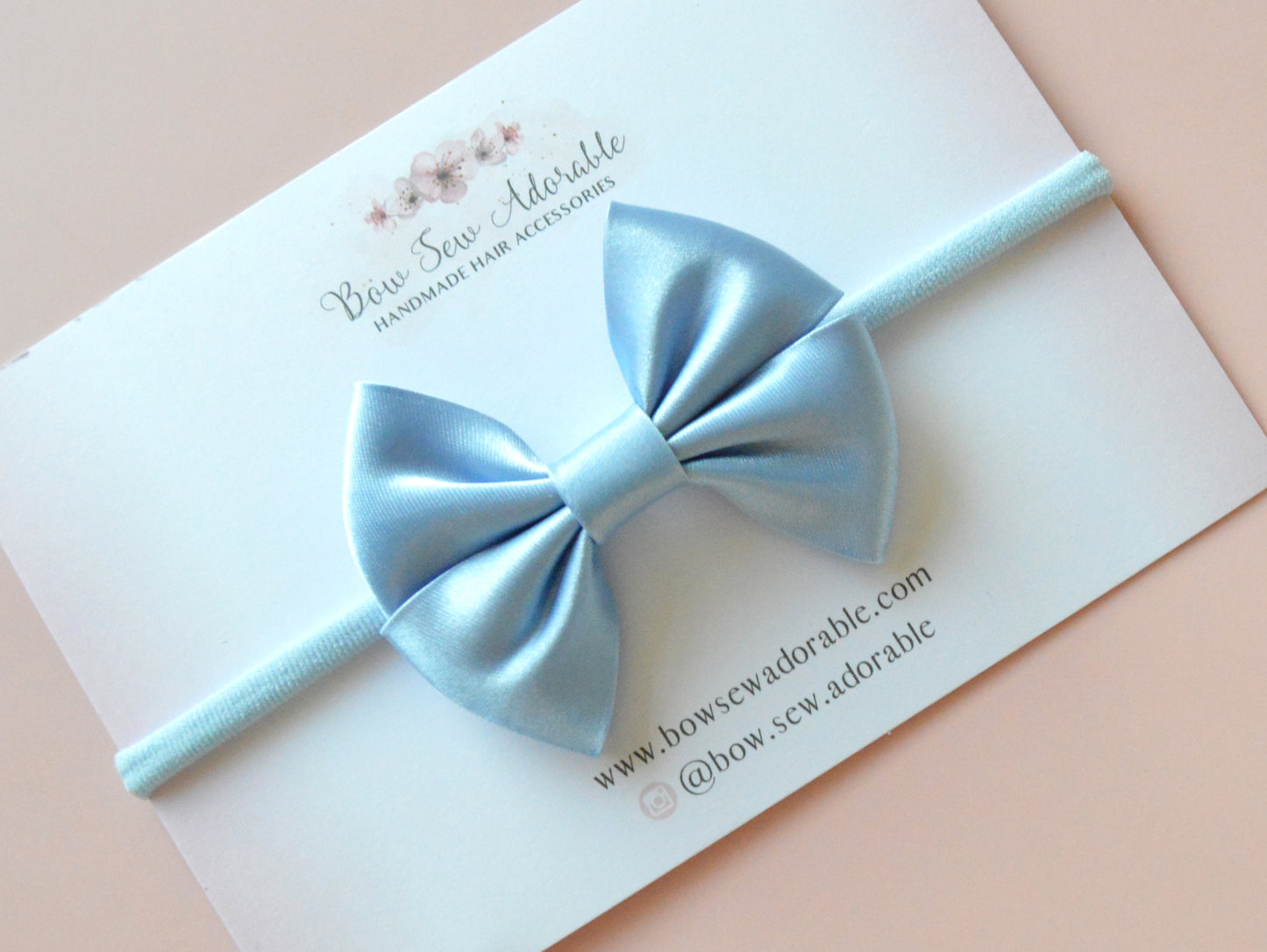 Baby blue satin bias | Hair bow