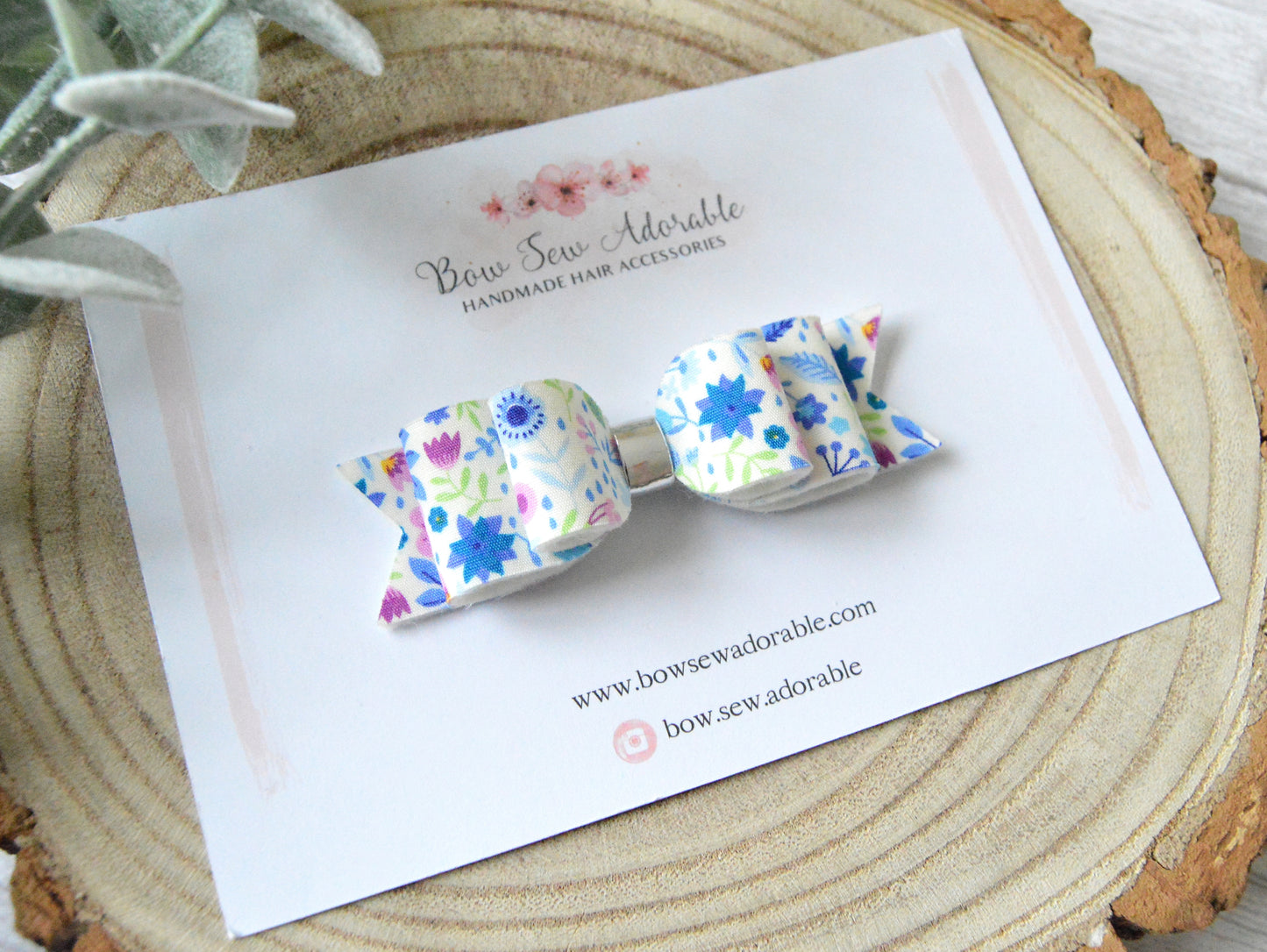 Blue floral | Hair bow