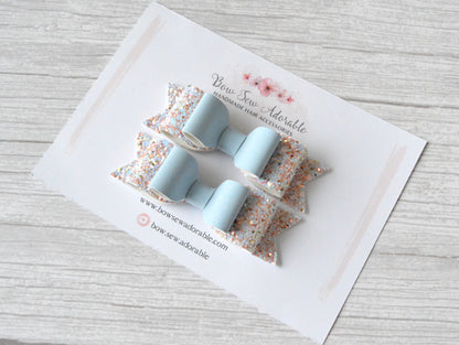 Powder blue piggys | Hair bow set