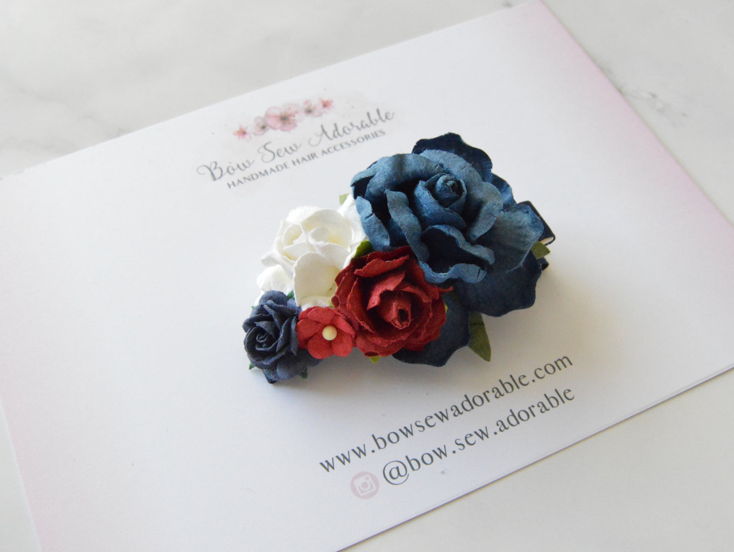 Blue and red floral | Large hair clip