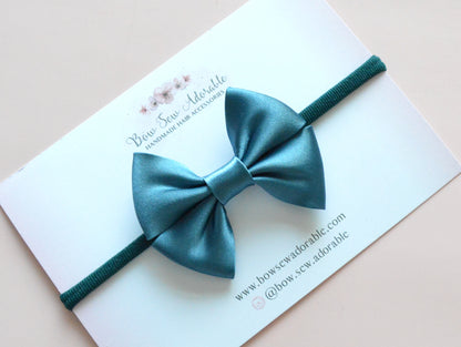 Ocean blue satin bias | Hair bow