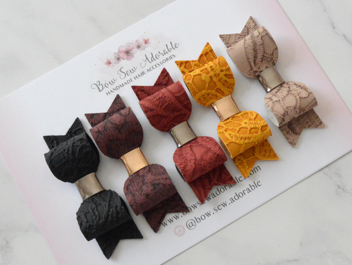 Mini embroidered style bows | Hair bow set