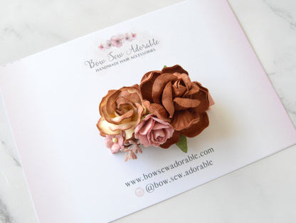 Dusky brown | Large flower hair clip