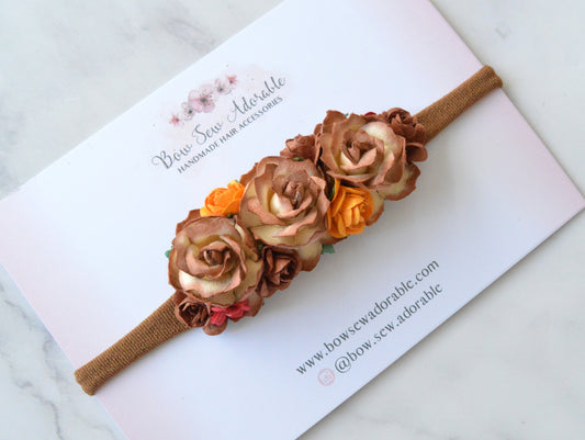 Brown tangerine floral | Flower headband