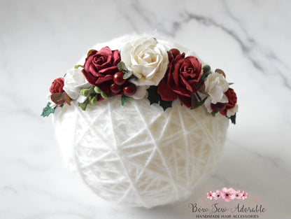 Holly berry luxe | Flower headband / tieback