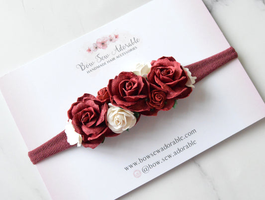 Deep red floral | Flower headband