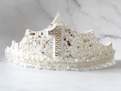 White & gold tiara | Birthday crown