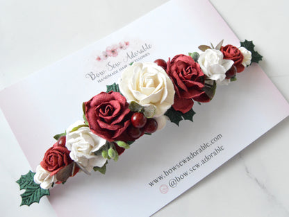 Holly berry luxe | Flower headband / tieback