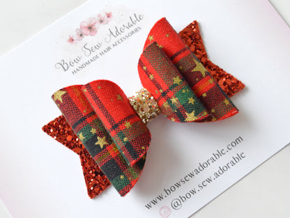 Luxe red tartan | Hair bow