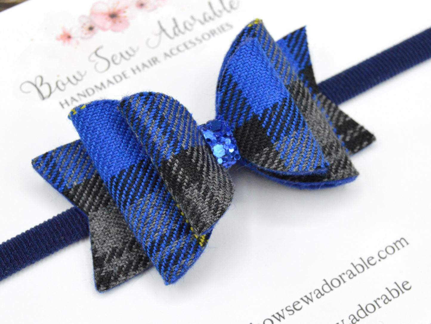 Cobalt Blue Tartan | Hair bow