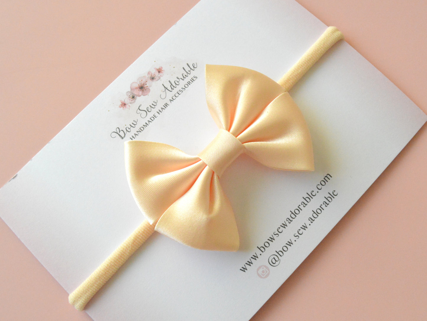 Cream satin bias | Hair bow