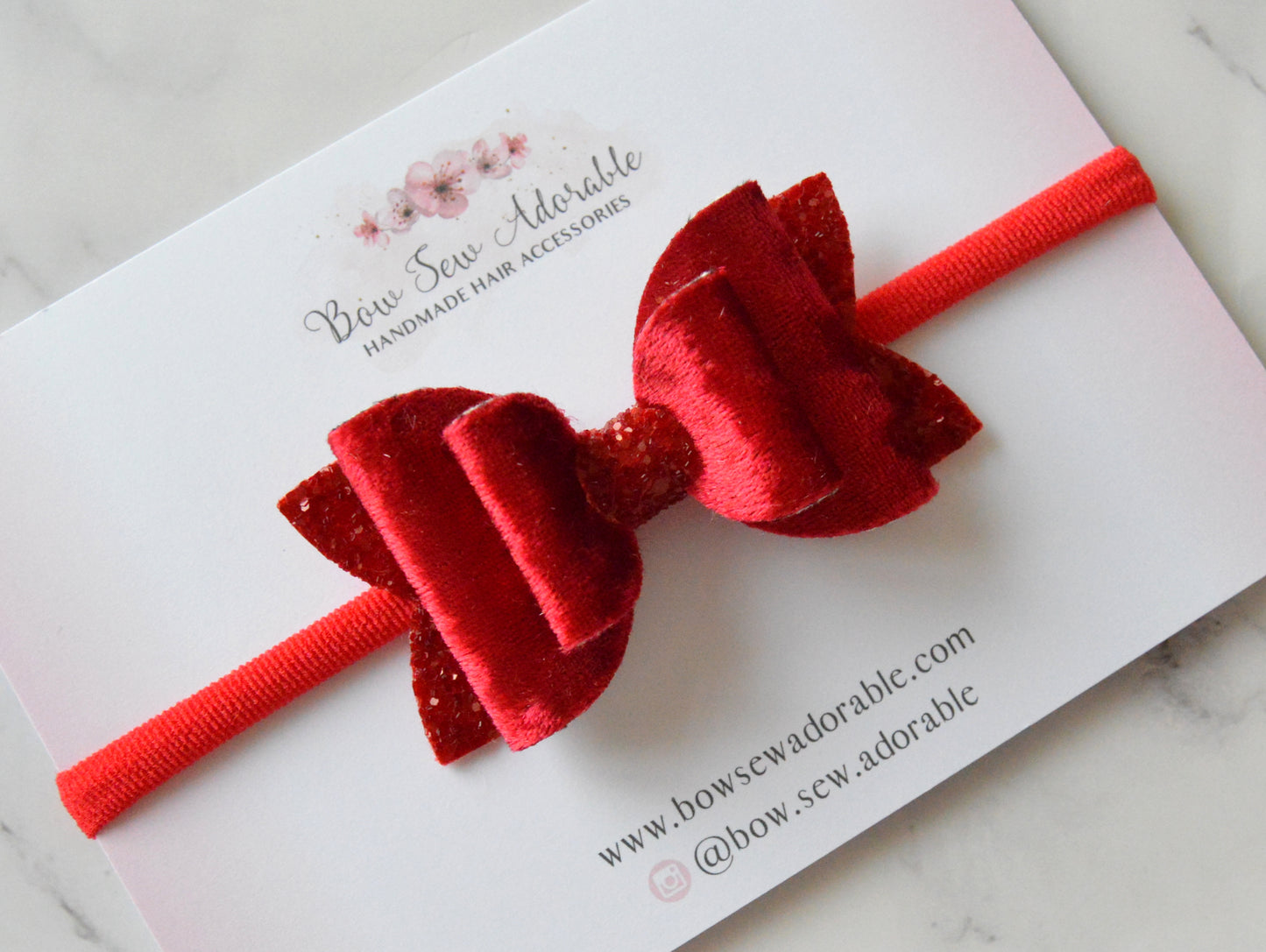 Red crushed velvet | Hair bow