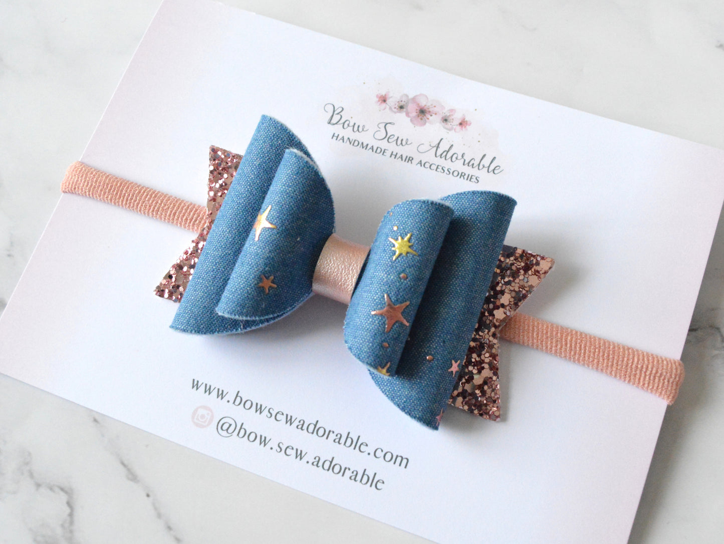 Denim twinkles | Hair bow