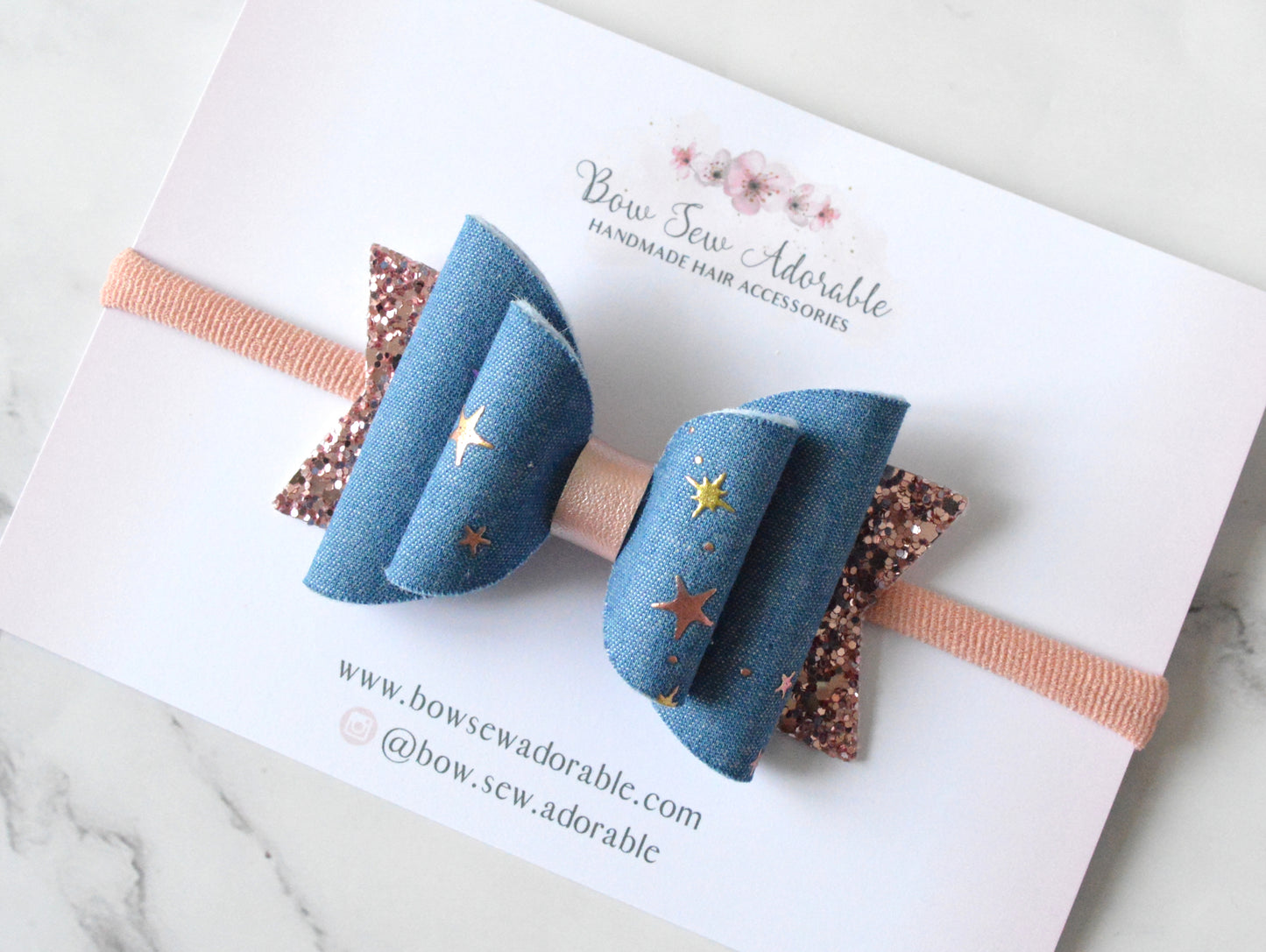 Denim twinkles | Hair bow