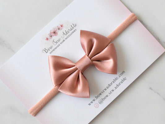 Dusky pink satin bias | Hair bow