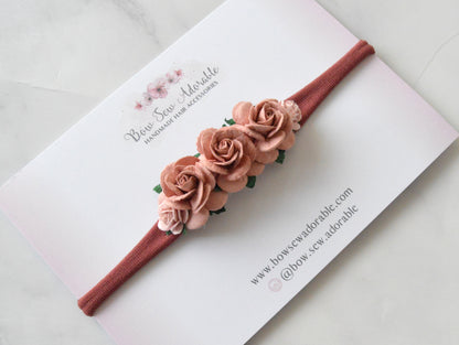 Deep dusky rose | Flower headband