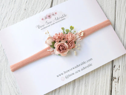 Mini dusky pink rose | Flower headband / clip