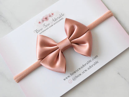 Dusky pink satin bias | Hair bow