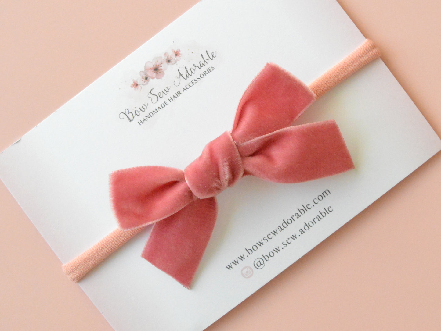 Dusky pink velvet | Hair bow