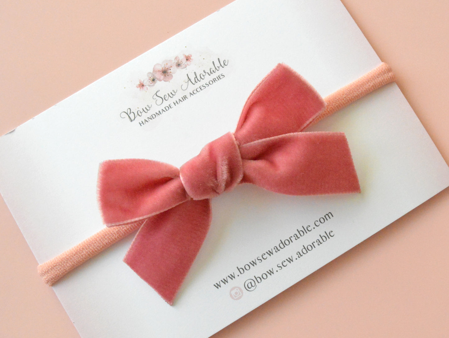 Dusky pink velvet | Hair bow