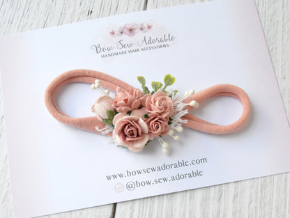 Mini dusky pink rose | Flower headband / clip