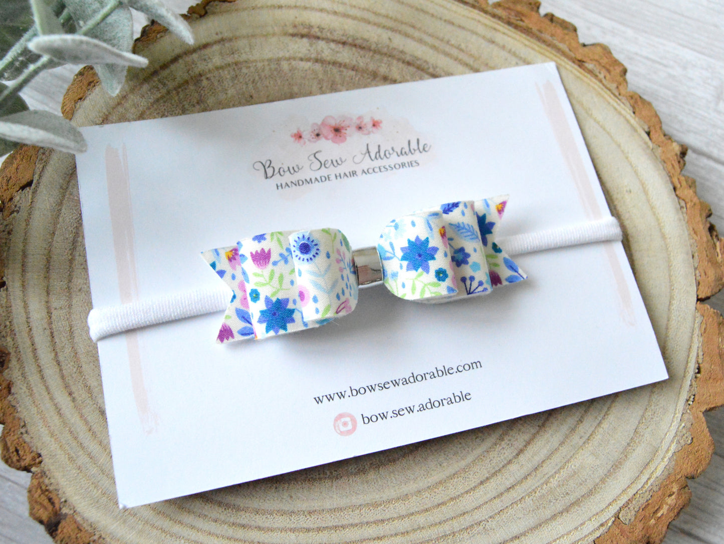 Blue floral | Hair bow