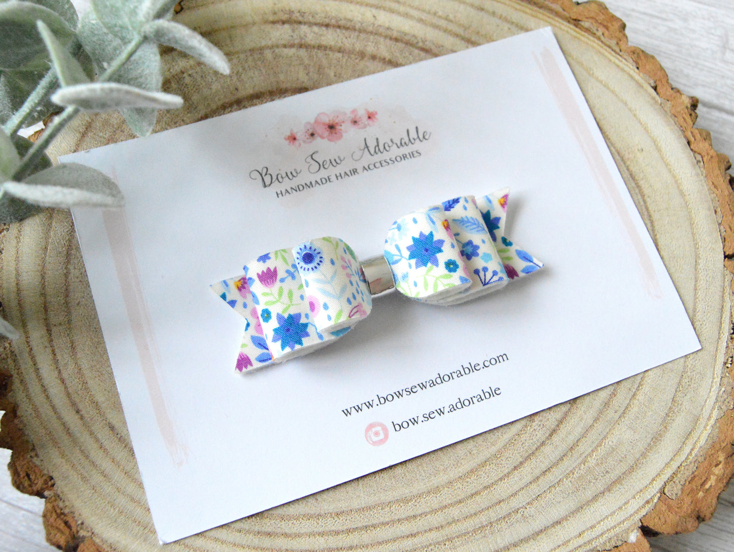 Blue floral | Hair bow