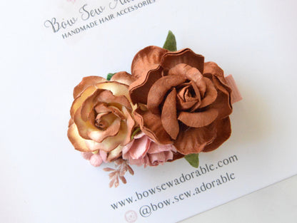 Dusky brown | Large flower hair clip