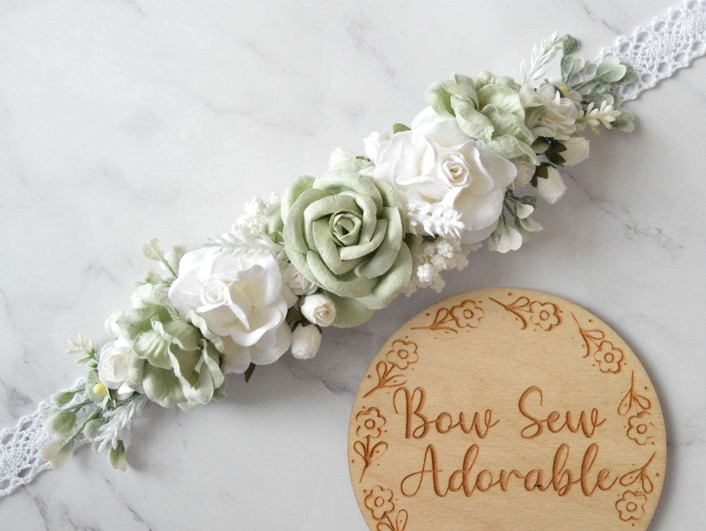 Sage Floral | Flower crown headband or tieback