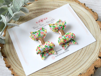 Floral pigtails | Hair bow set