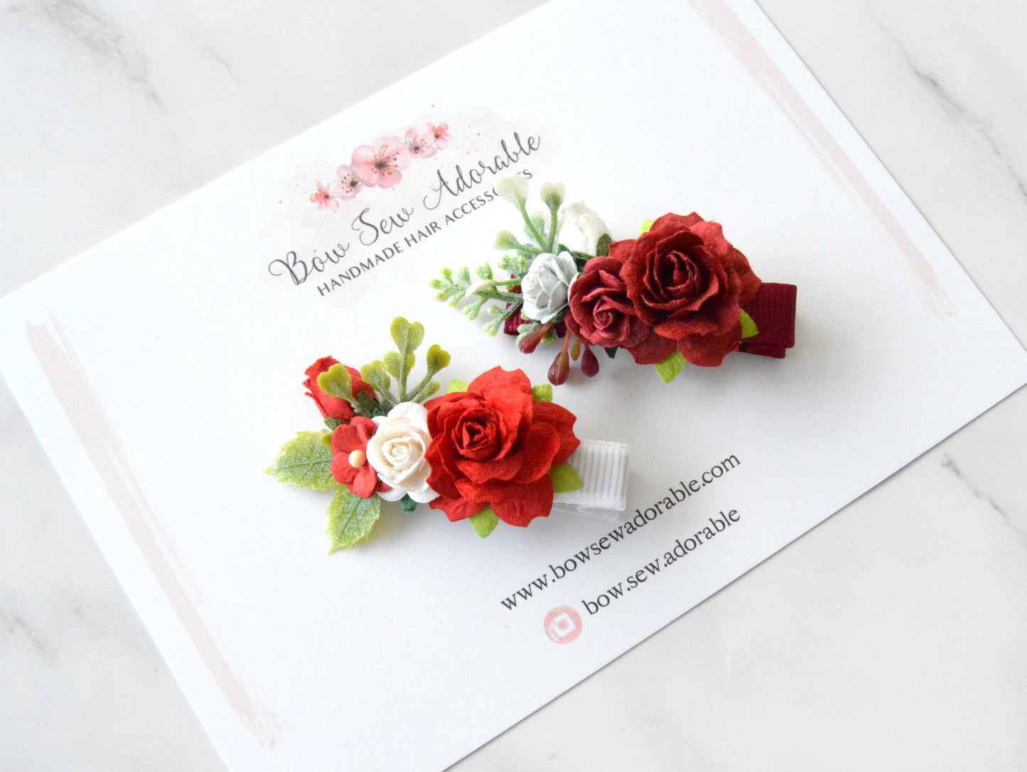 Christmas floral minis | Hair clips