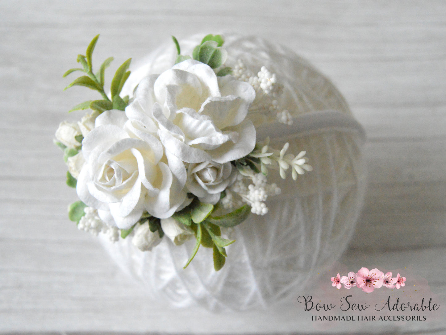 White rose bloom | Flower clip/headband/alice band