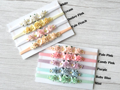 Pastel Mini Rose Blossoms | Flower headband