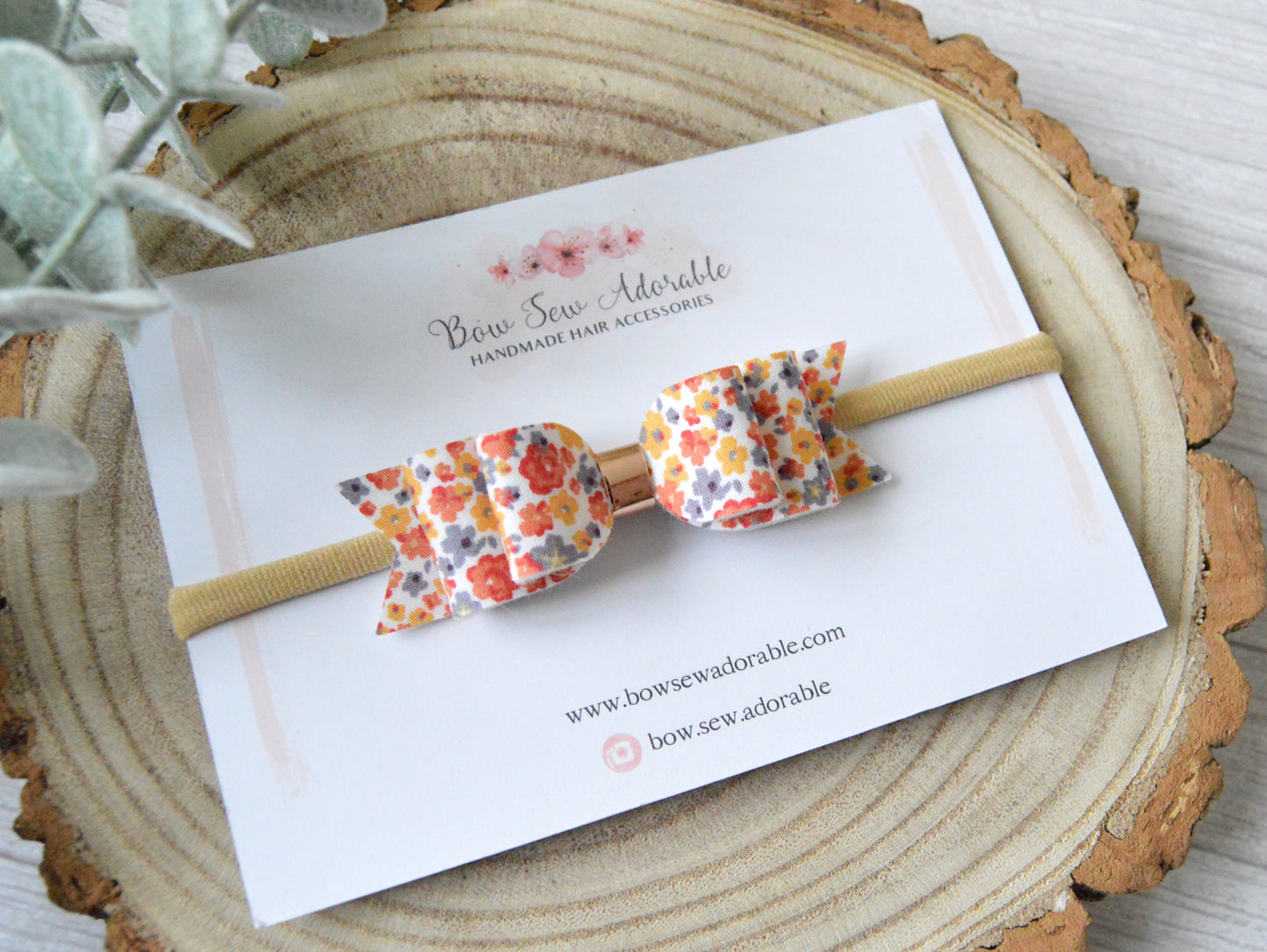 Peach Ditsy | Hair bow