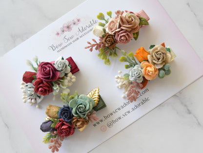 Mini autumn florals | Hair clip set/individual