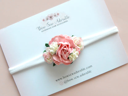 Tea rose cluster | Flower headband / hair clip