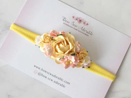 Lemon & pink floral | Flower headband